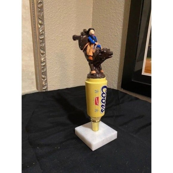 COPY - RARE!! Coors Banquet Bull Riding Rodeo Beer Tap Handle - Picture 1 of 10